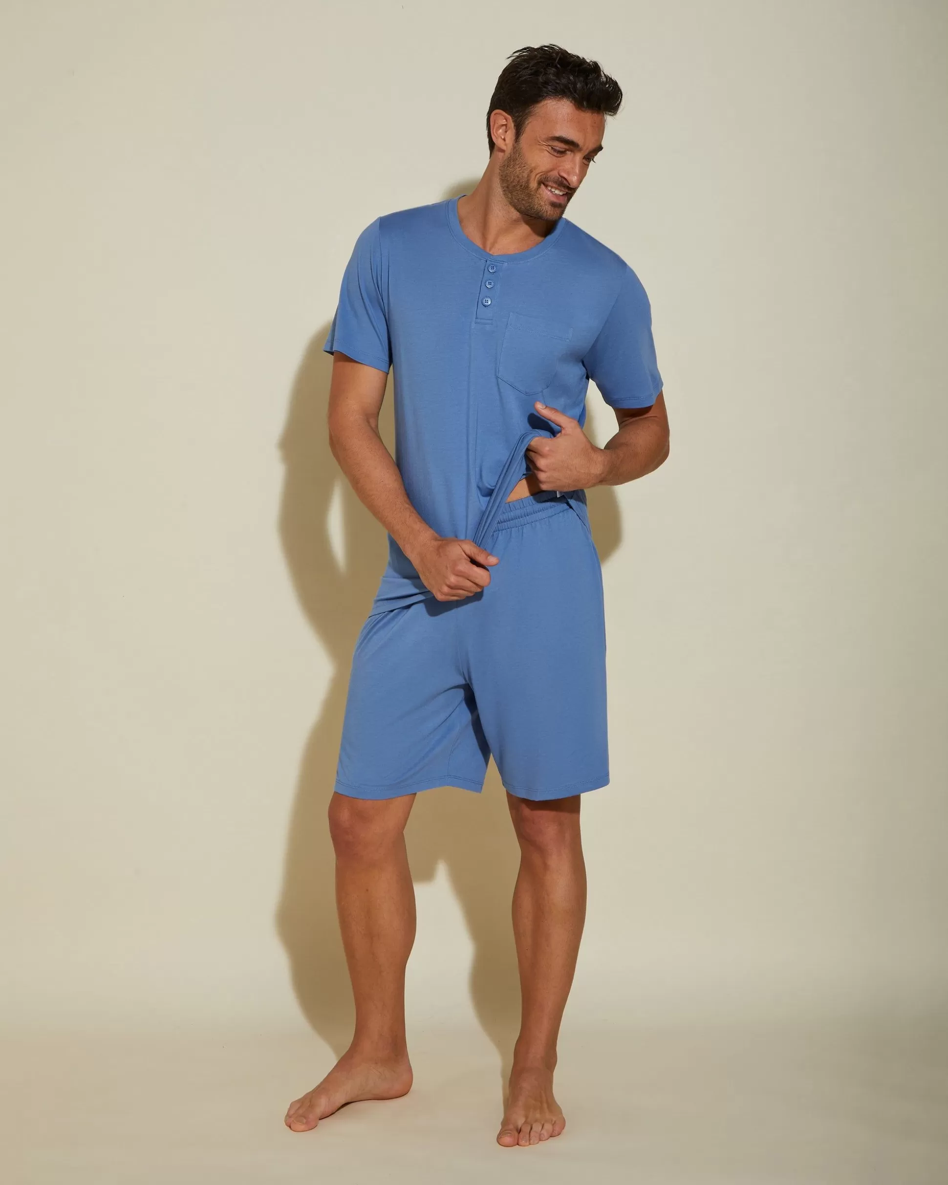 Cosabella Men'S Pj Sets | Conjunto De Camiseta De Cuello Redondo Y Pantalones Cortos