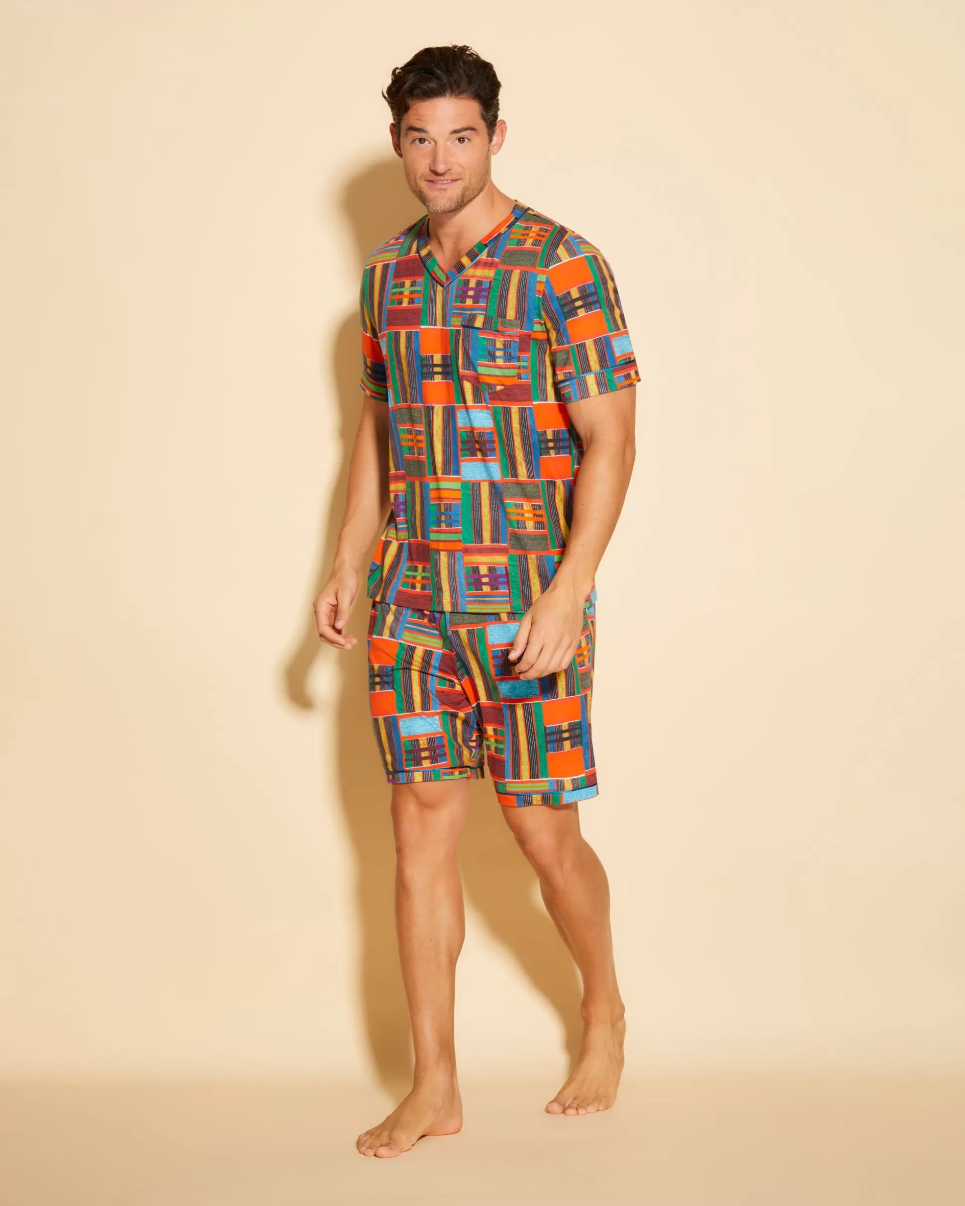 Cosabella Men'S Pj Sets | Conjunto De Pijama Para Hombre Con Camisa De Manga Corta Y Pantalones Cortos