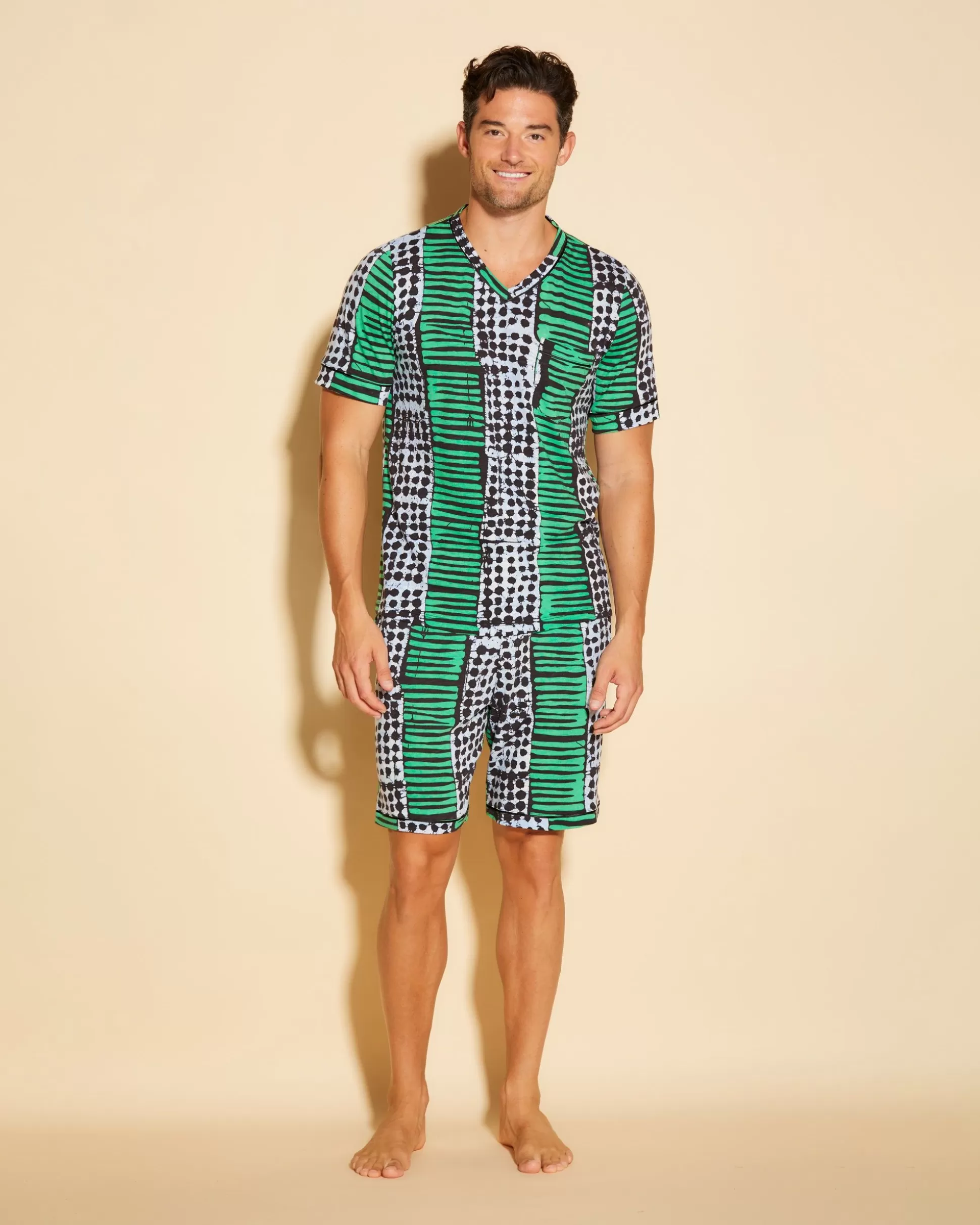 Cosabella Men'S Pj Sets | Conjunto De Pijama Para Hombre Con Camisa De Manga Corta Y Pantalones Cortos