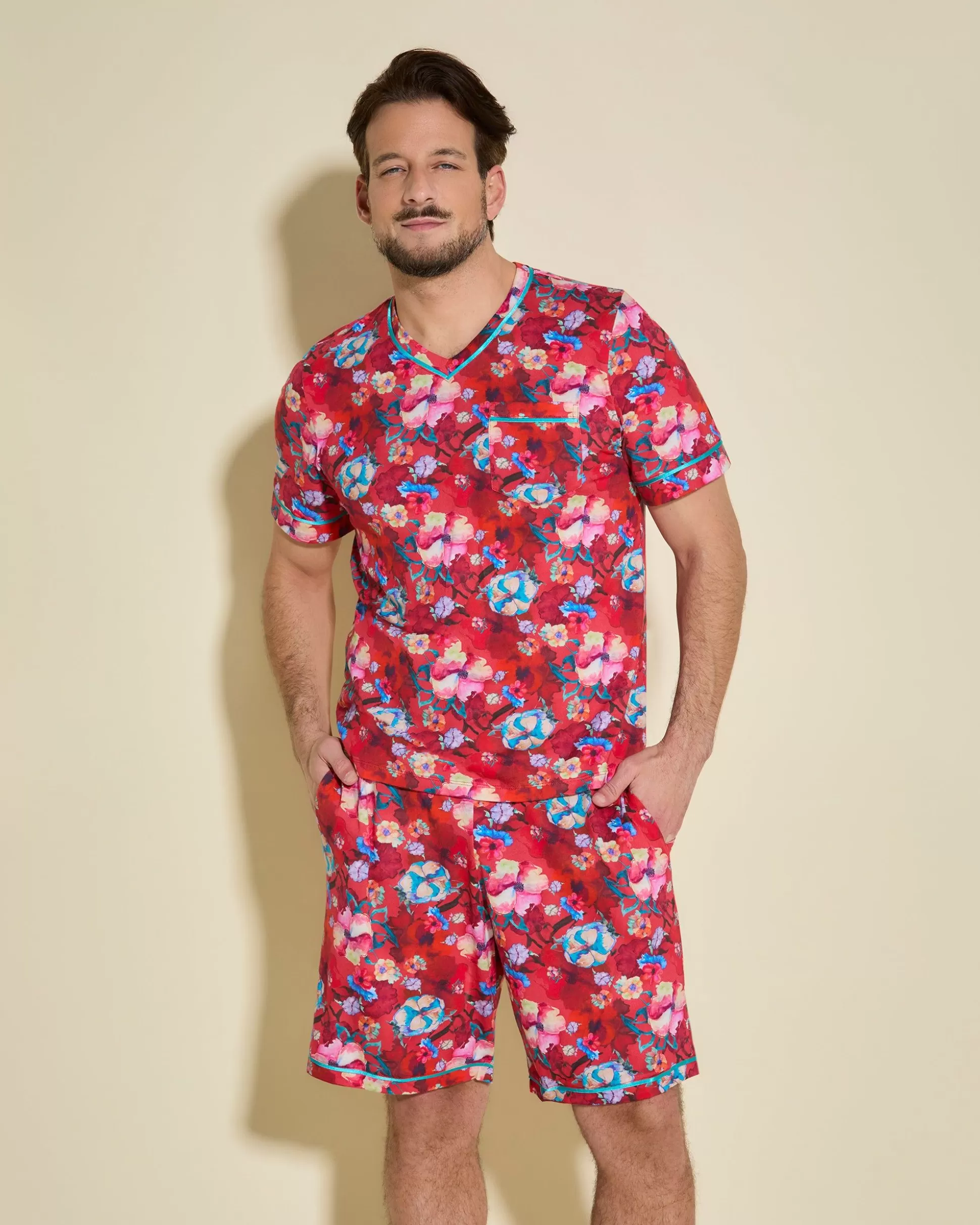 Cosabella Men'S Pj Sets | Conjunto De Pijama Para Hombre Con Camisa De Manga Corta Y Pantalones Cortos