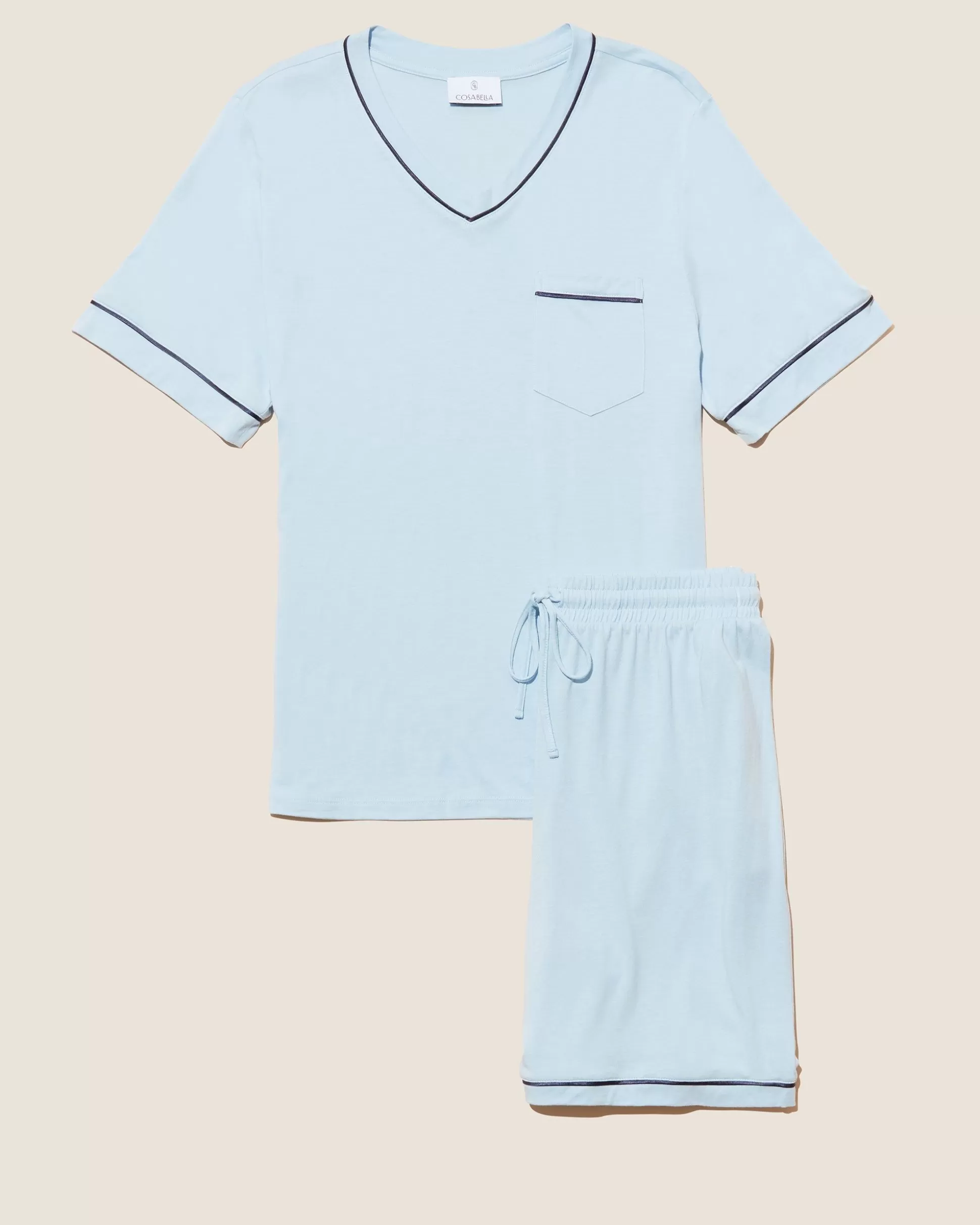 Cosabella Men'S Pj Sets | Conjunto De Pijama Para Hombre Con Camisa De Manga Corta Y Pantalones Cortos