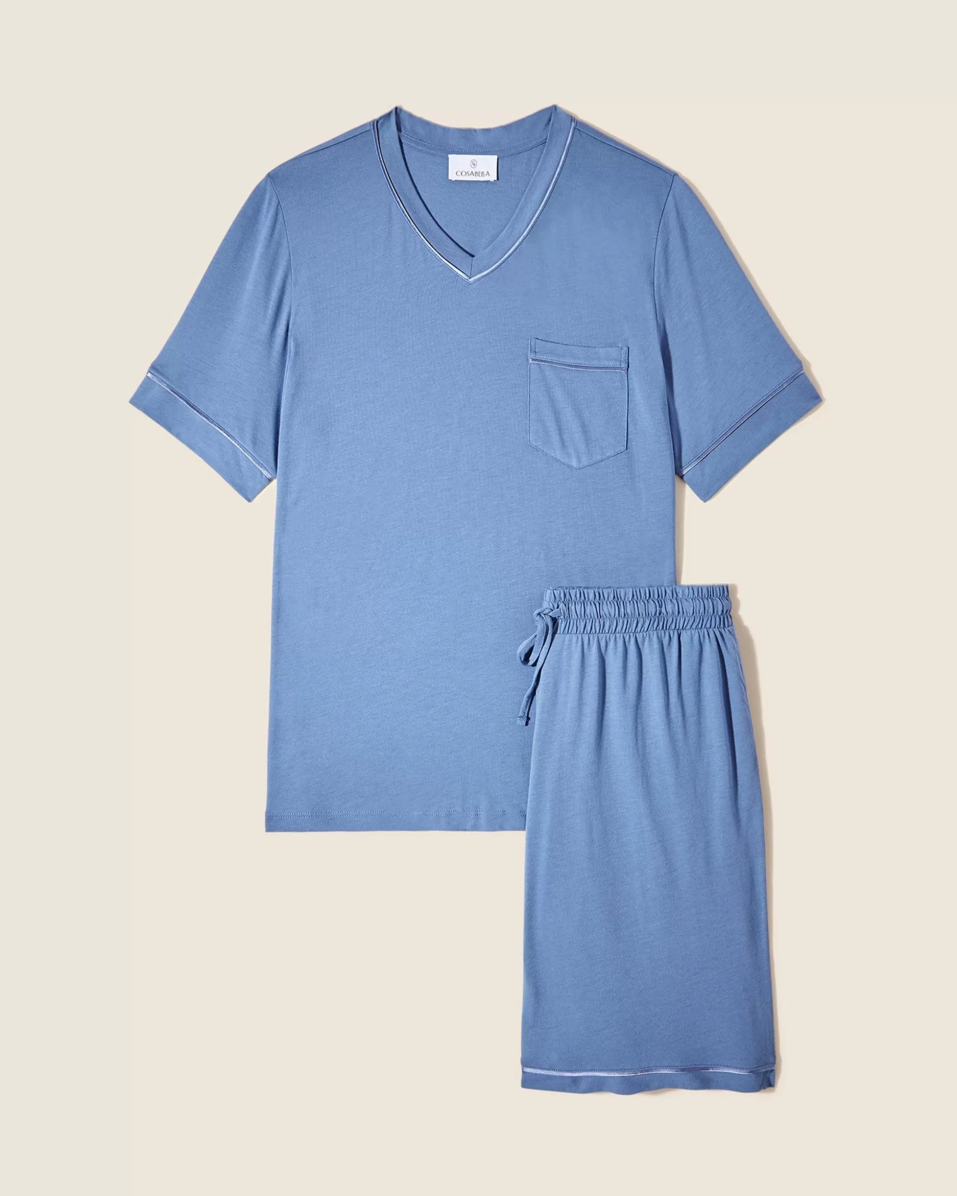 Cosabella Men'S Pj Sets | Conjunto De Pijama Para Hombre Con Camisa De Manga Corta Y Pantalones Cortos