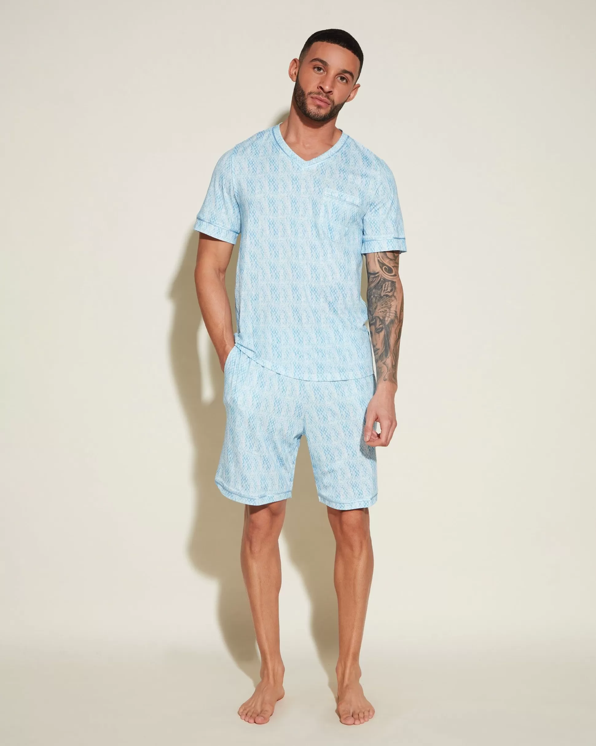 Cosabella Men'S Pj Sets | Conjunto De Pijama Para Hombre Con Camisa De Manga Corta Y Pantalones Cortos