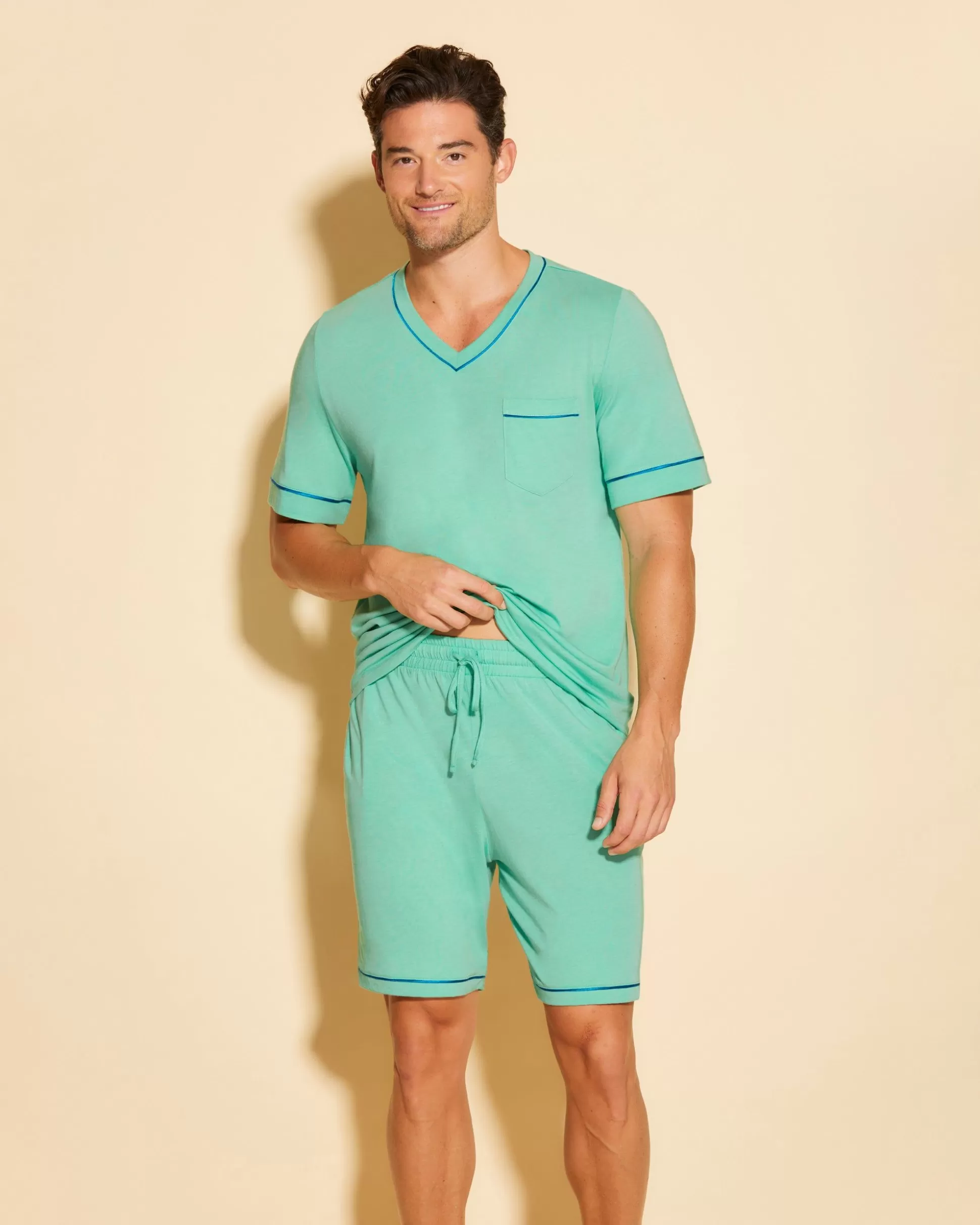 Cosabella Men'S Pj Sets | Conjunto De Pijama Para Hombre Con Camisa De Manga Corta Y Pantalones Cortos