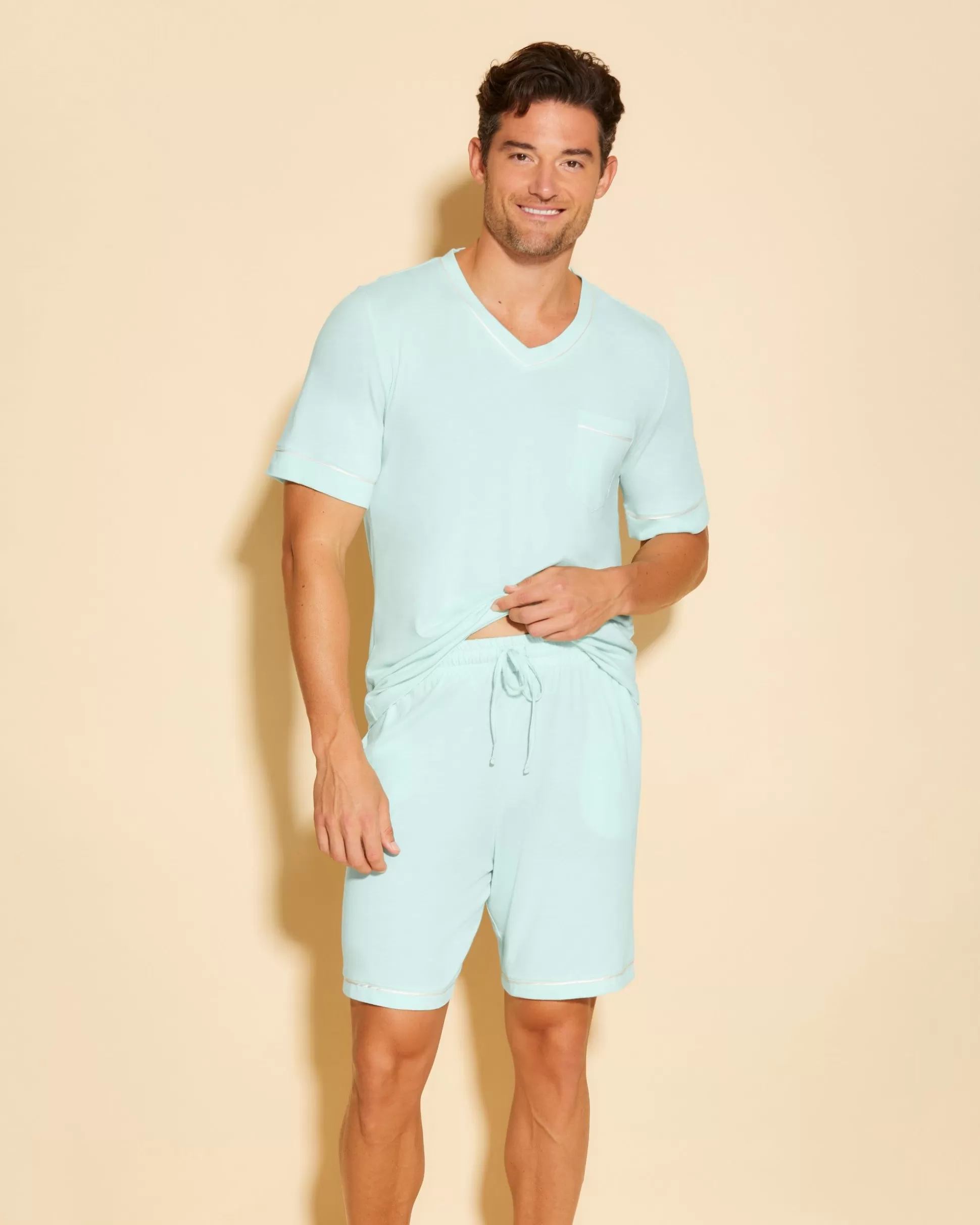 Cosabella Men'S Pj Sets | Conjunto De Pijama Para Hombre Con Camisa De Manga Corta Y Pantalones Cortos
