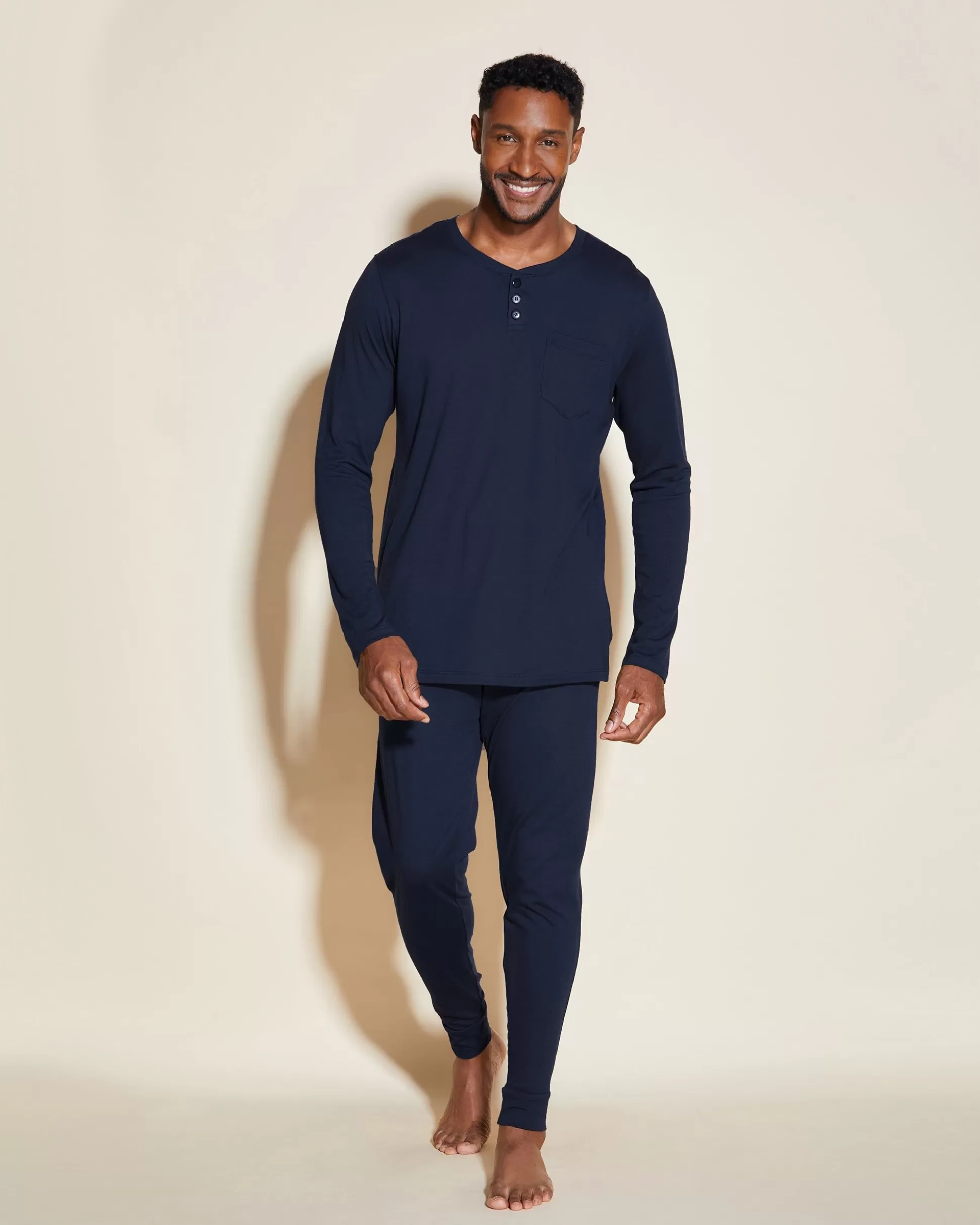 Cosabella Men'S Pj Sets | Conjunto De Pijama Para Hombre Con Camiseta Henley Y Pantalones Joggers