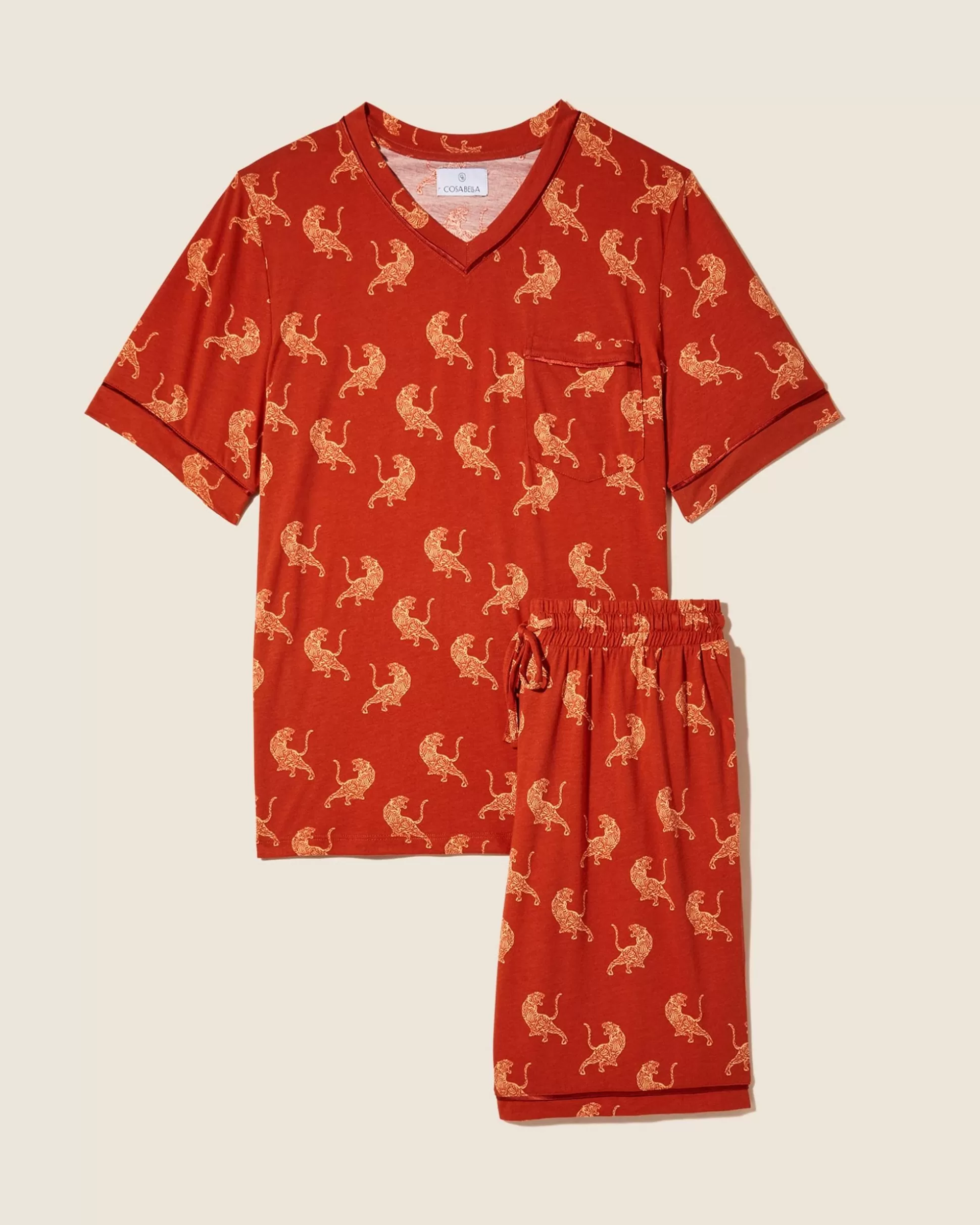 Cosabella Men'S Pj Sets | Ensemble Pyjama Haut A Manches Courtes Et Short Pour Hommes
