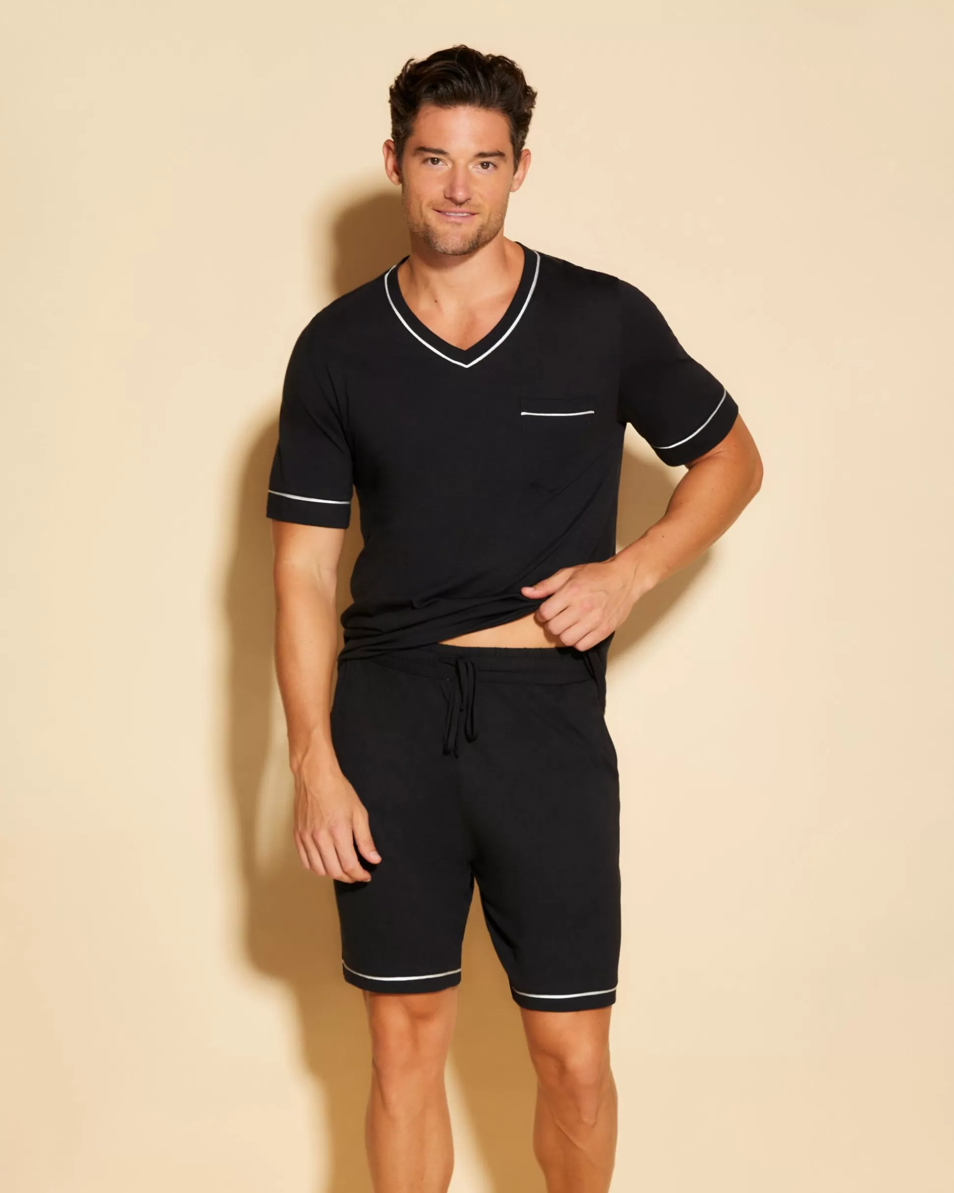 Cosabella Men'S Pj Sets | Ensemble Pyjama Haut A Manches Courtes Et Short Pour Hommes