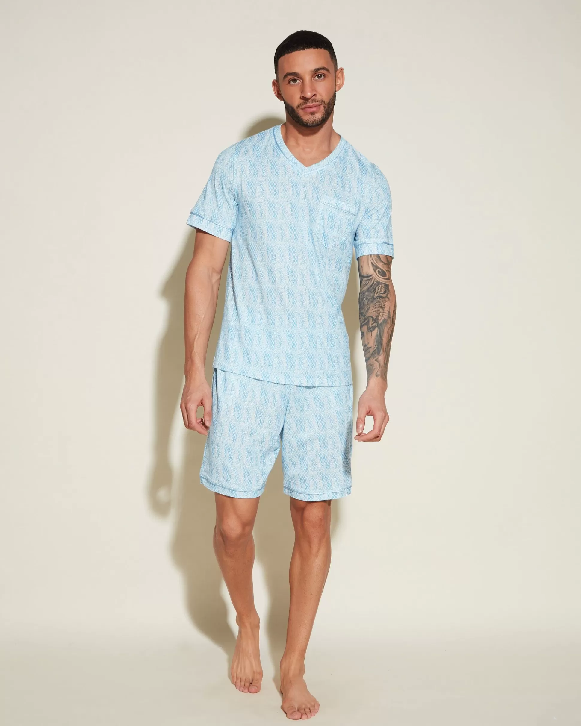 Cosabella Men'S Pj Sets | Ensemble Pyjama Haut A Manches Courtes Et Short Pour Hommes