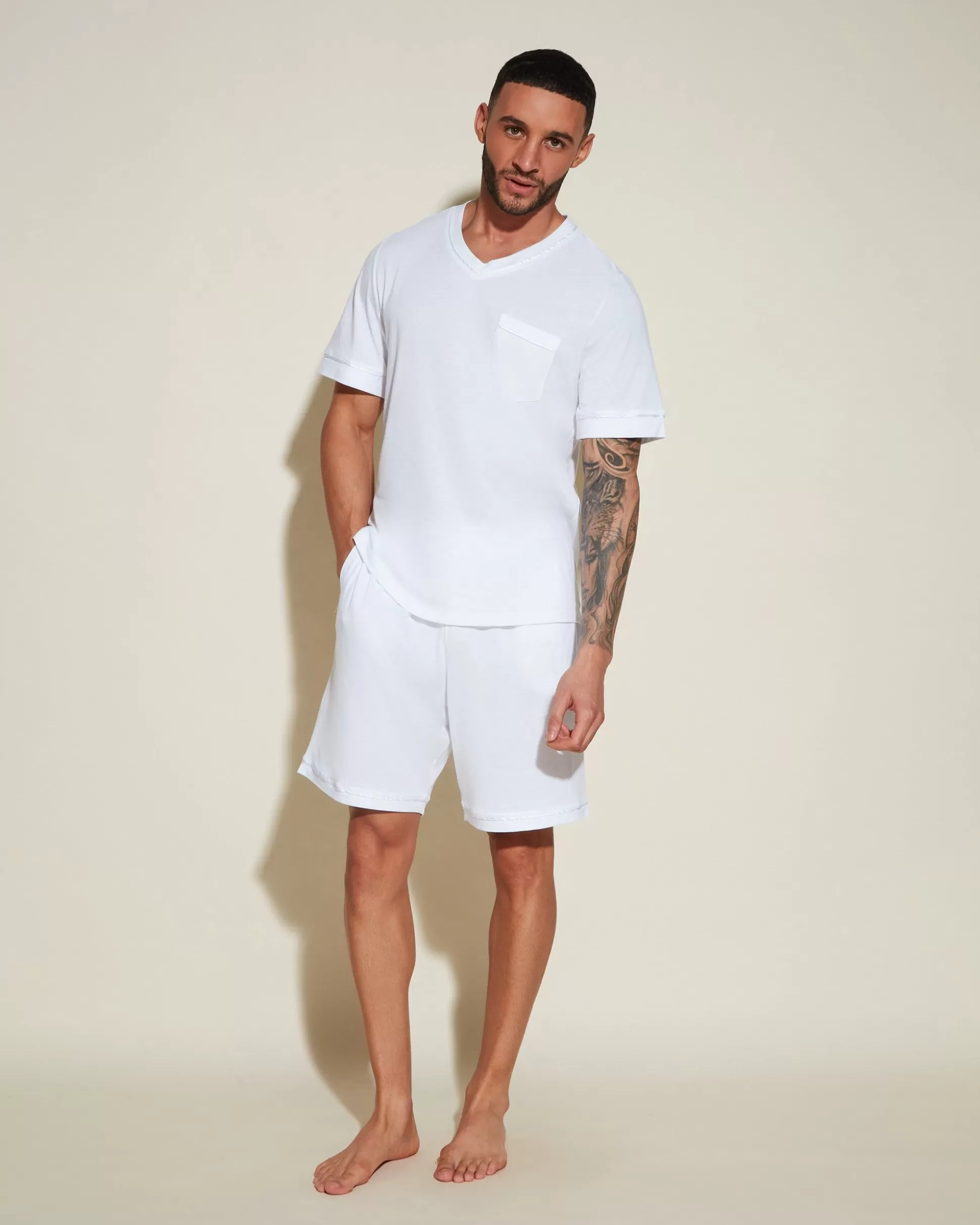 Cosabella Men'S Pj Sets | Ensemble Pyjama Haut A Manches Courtes Et Short Pour Hommes