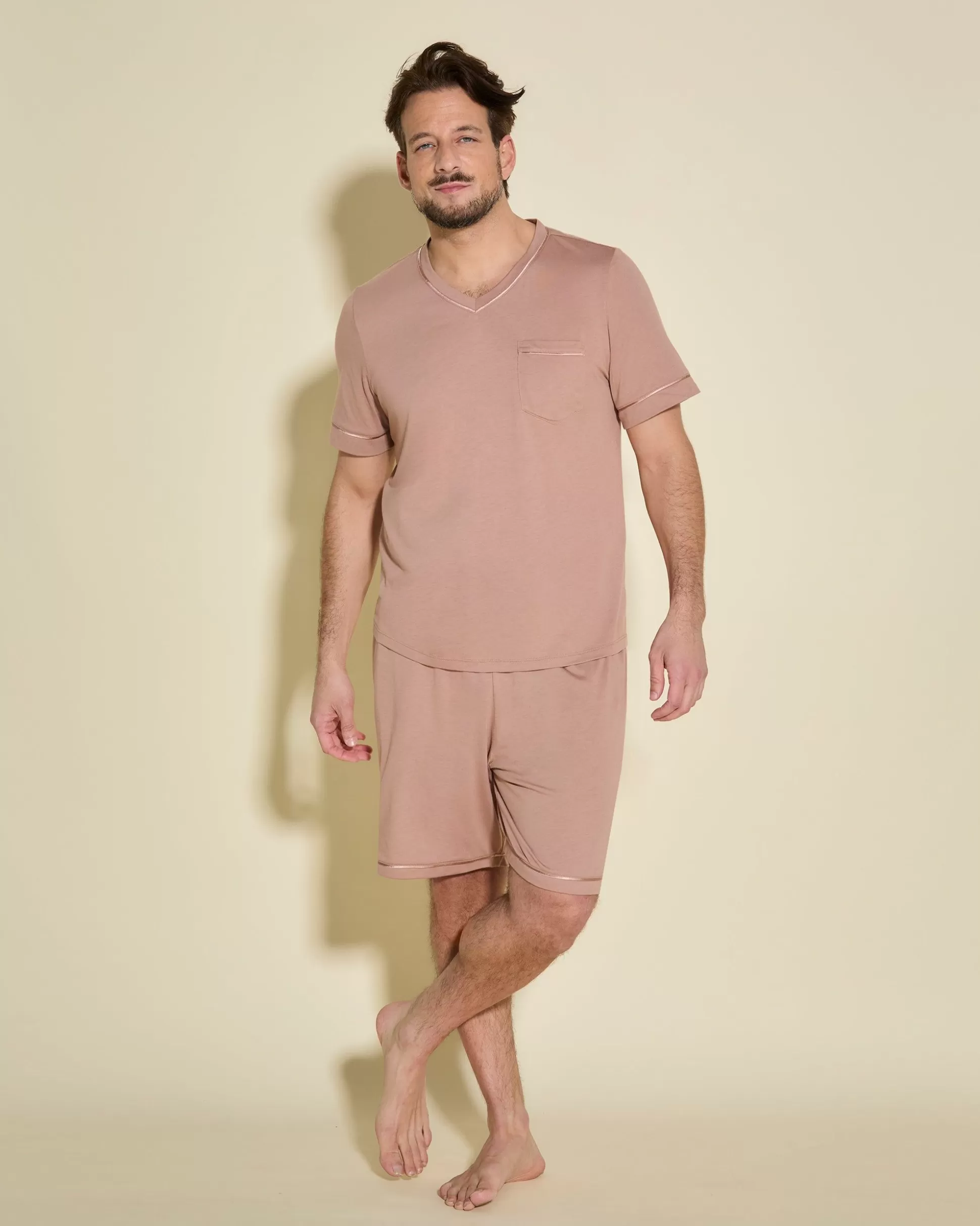 Cosabella Men'S Pj Sets | Ensemble Pyjama Haut A Manches Courtes Et Short Pour Hommes