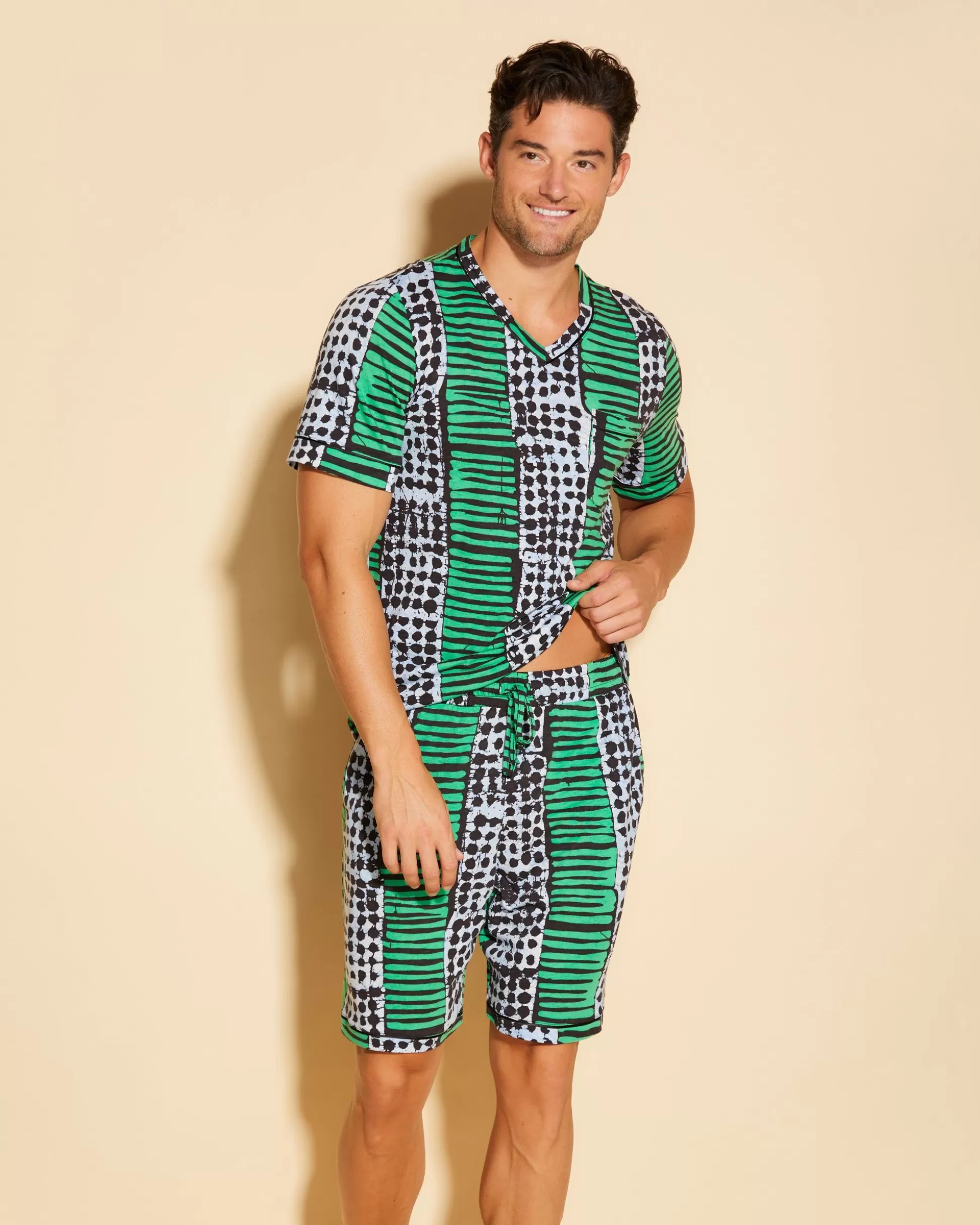 Cosabella Men'S Pj Sets | Ensemble Pyjama Haut A Manches Courtes Et Short Pour Hommes