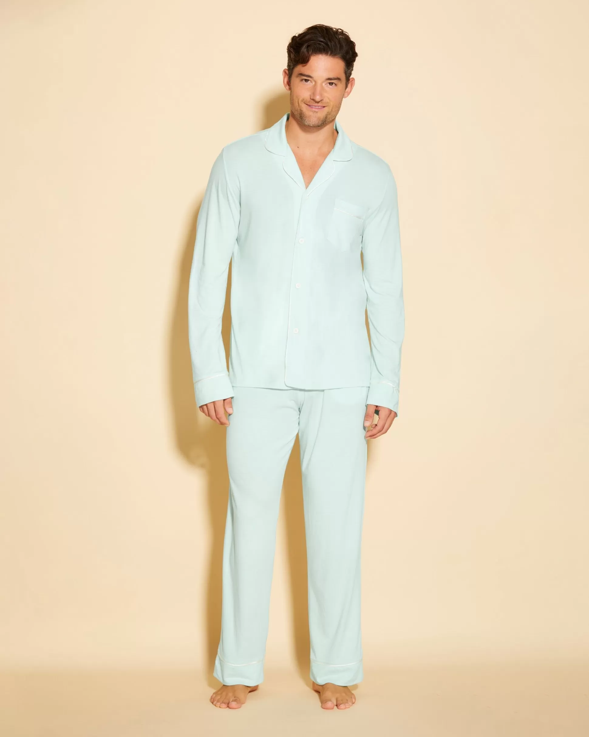 Cosabella Sleep & Loungewear | Men'S Classic Long Sleeve Top & Pant Pajama Set