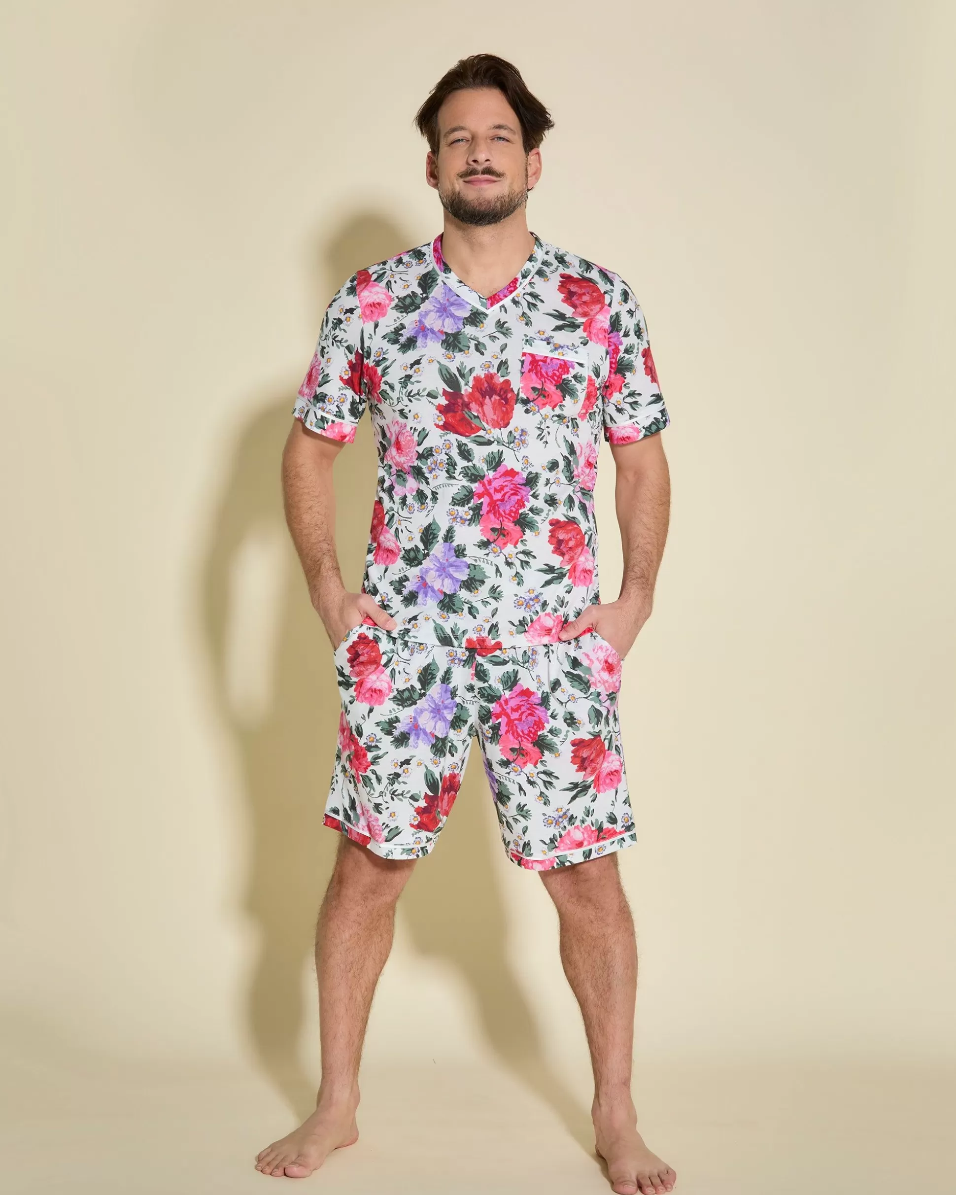Cosabella Men'S Pj Sets | Pigiama Da Uomo Con Top Maniche Corte E Pantaloncini