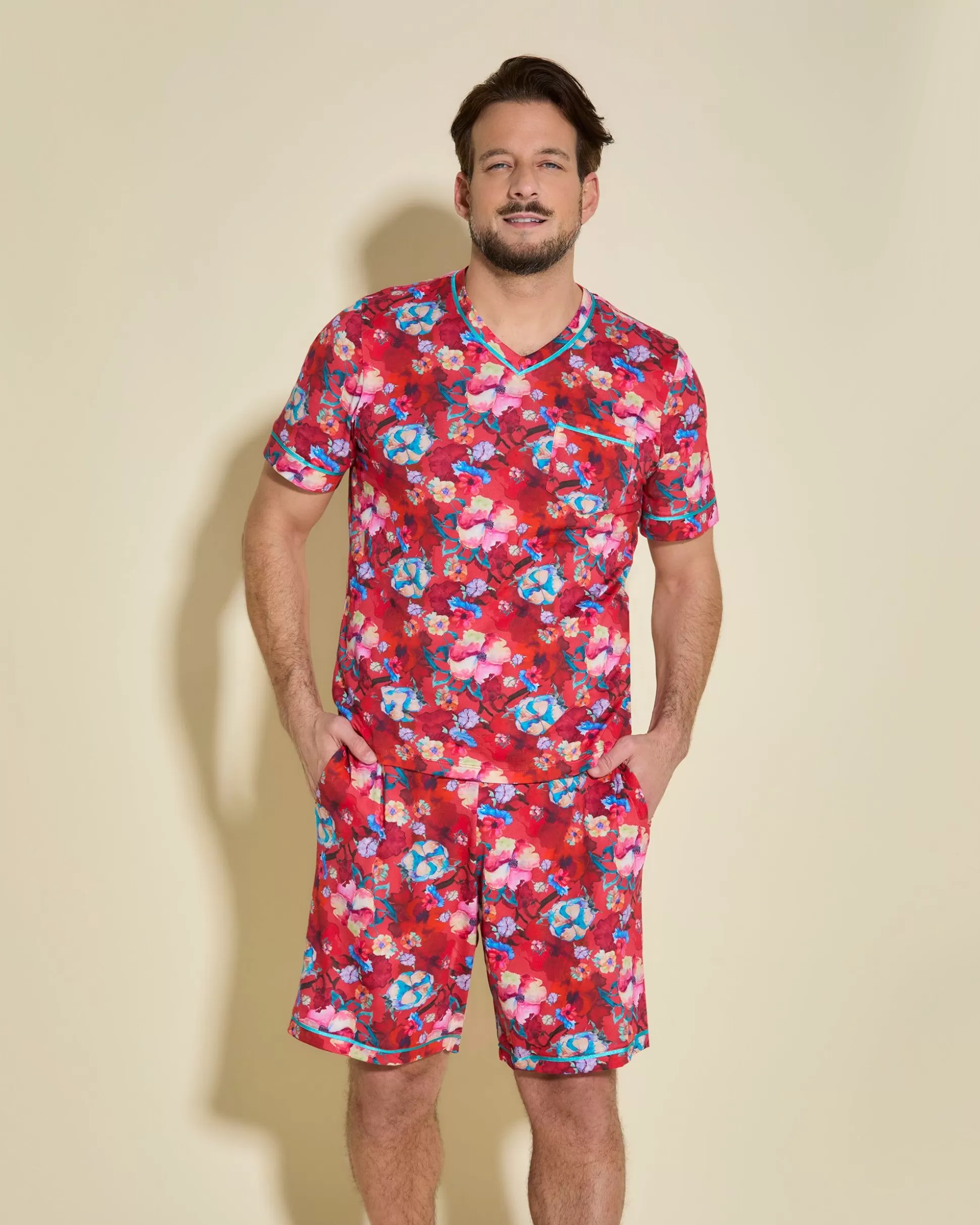 Cosabella Men'S Pj Sets | Pigiama Da Uomo Con Top Maniche Corte E Pantaloncini