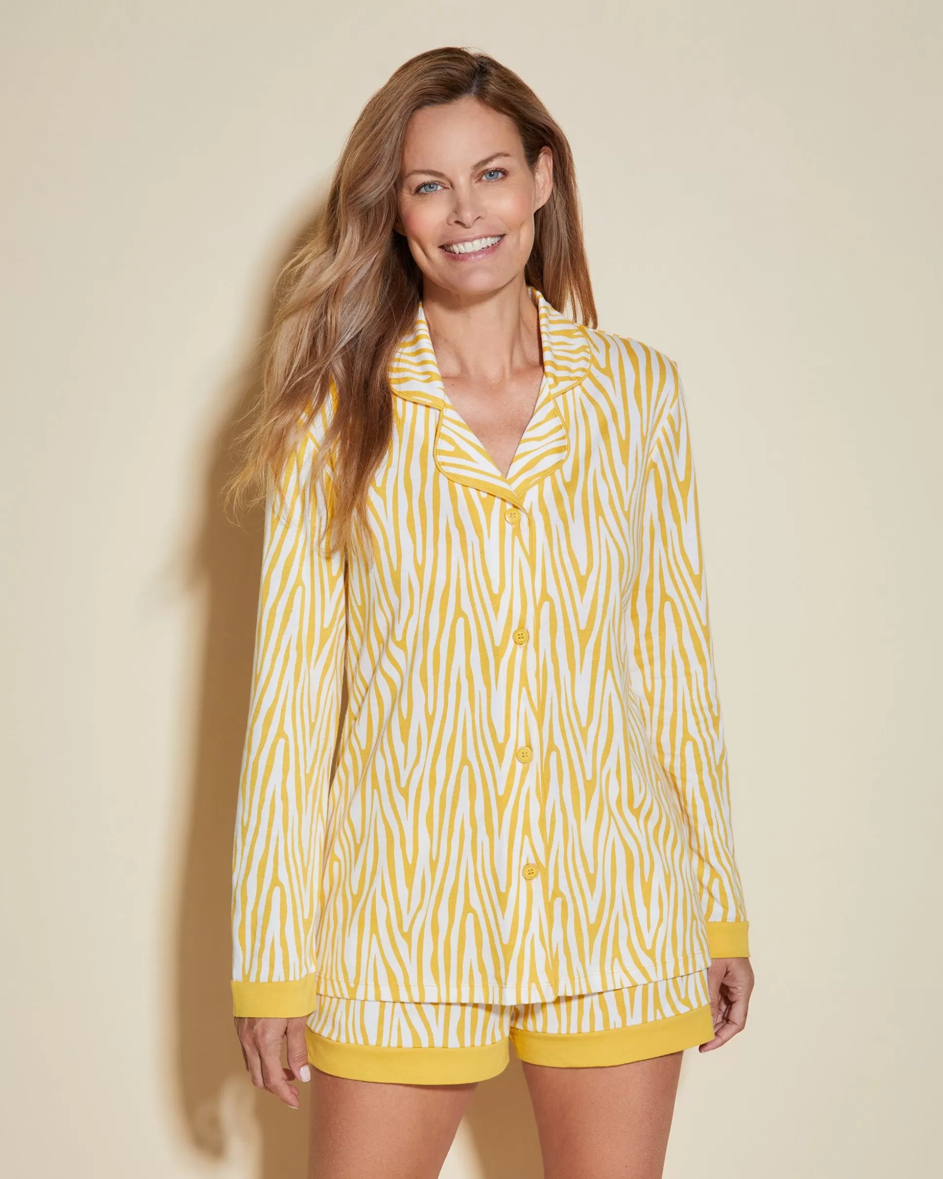 Cosabella Sleep & Loungewear | Printed Long Sleeve Top & Boxer Pajama Set
