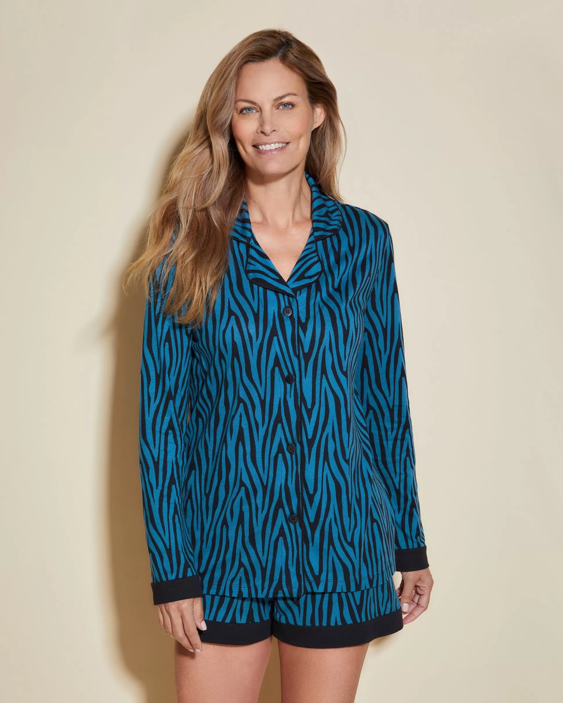 Cosabella Sleep & Loungewear | Printed Long Sleeve Top & Boxer Pajama Set