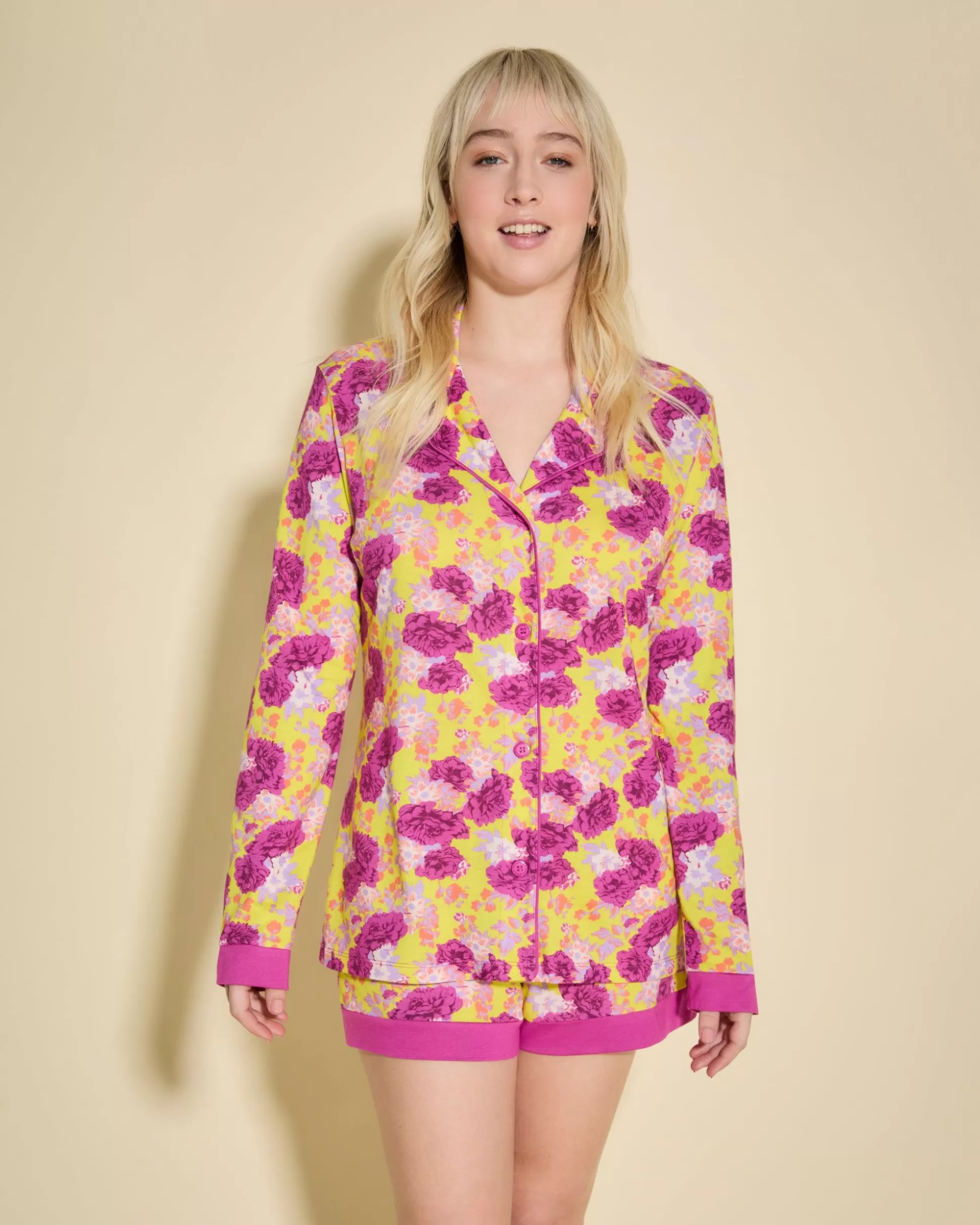 Cosabella Sleep & Loungewear | Printed Long Sleeve Top & Boxer Pajama Set