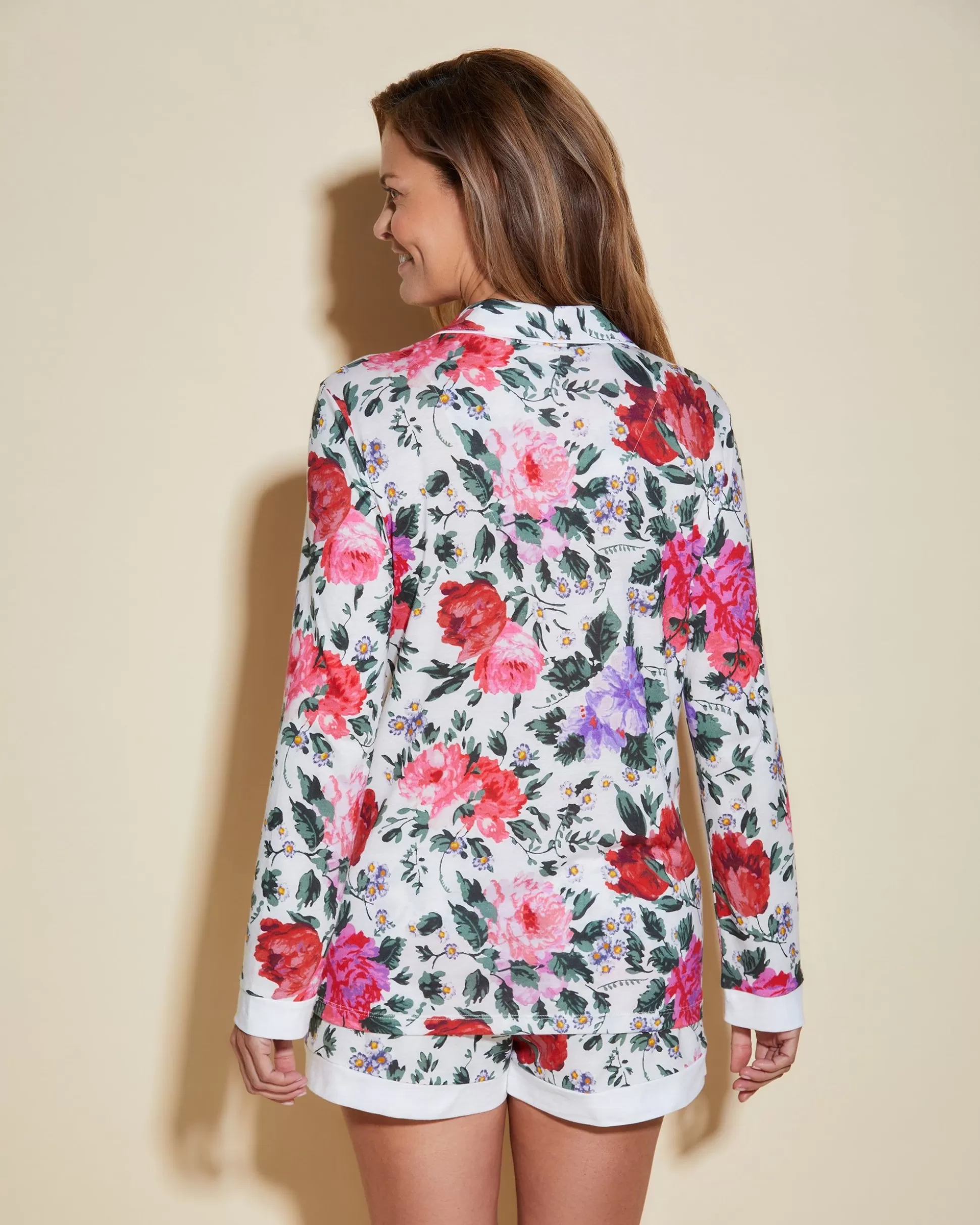 Cosabella Sleep & Loungewear | Printed Long Sleeve Top & Boxer Pajama Set