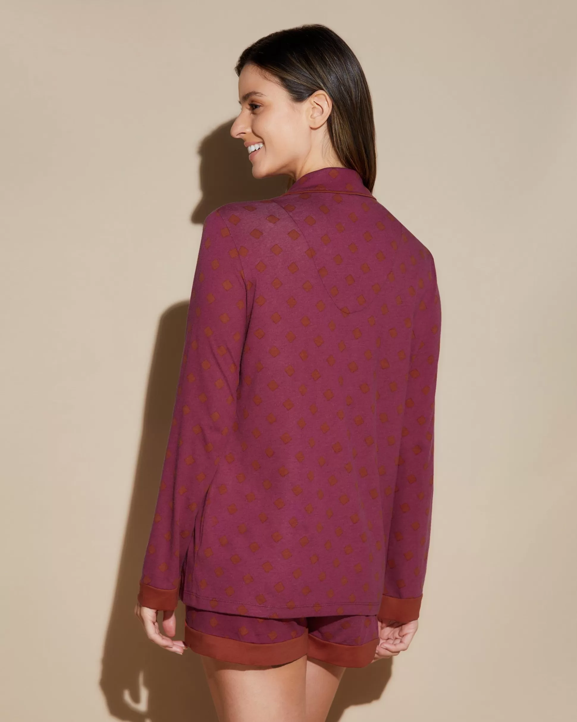 Cosabella Sleep & Loungewear | Printed Long Sleeve Top & Boxer Pajama Set